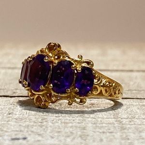 Beautiful Vermeil Ring with Purple Stones